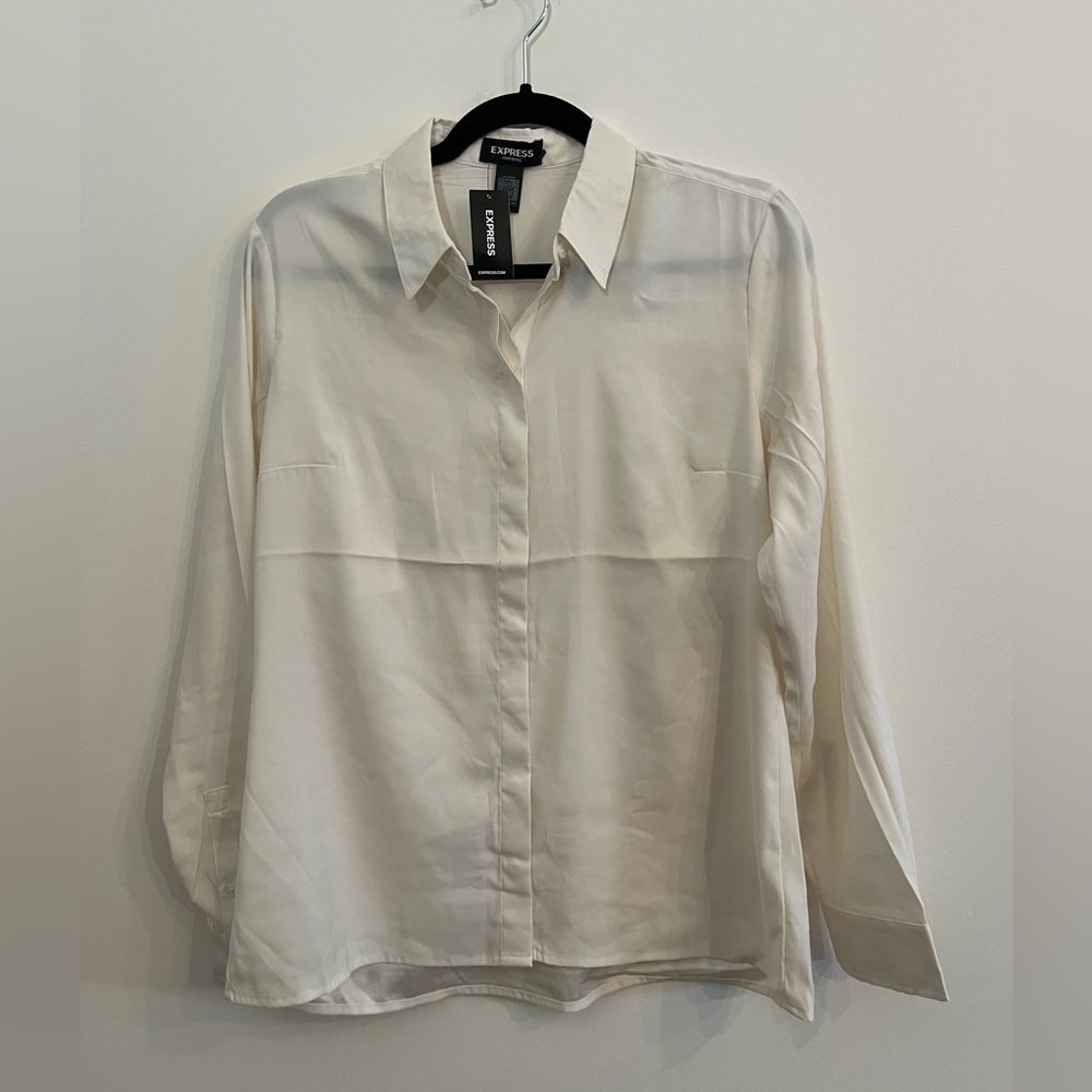 EXPRESS Womens Dress Shirt, Size M, Color: Ivory
